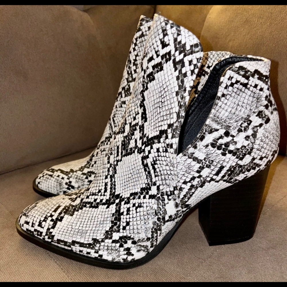 Snake skin ankle boots